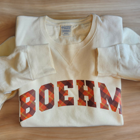 Boehm Fall Plaid Preppy Crewneck Sweatshirt